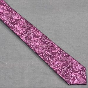 The Tie Bar Men's 100% Silk Neck Tie Purple Paisley